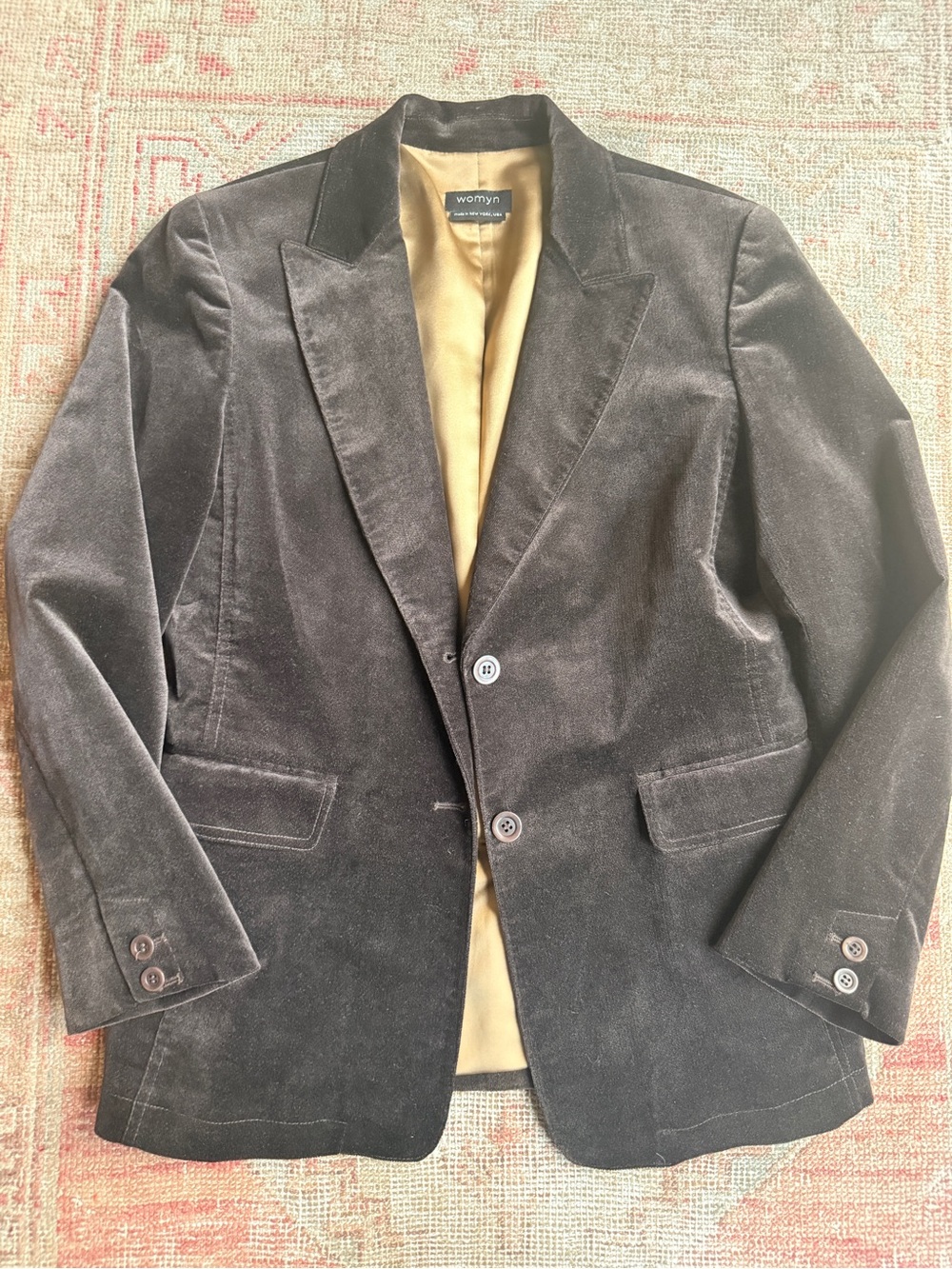 Womyn nyc Chocolate Brown Velvet Blazer with Gold Lining